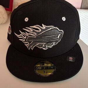 New Era Black Fitted Cap with White Embroidered Flame Logo